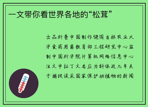一文带你看世界各地的“松茸”