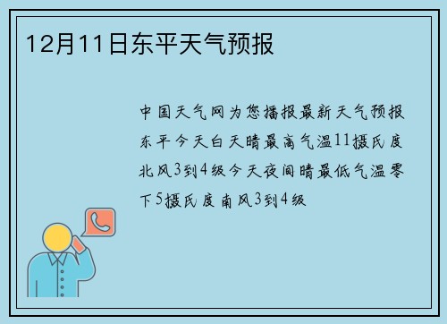 12月11日东平天气预报