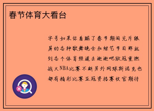 春节体育大看台