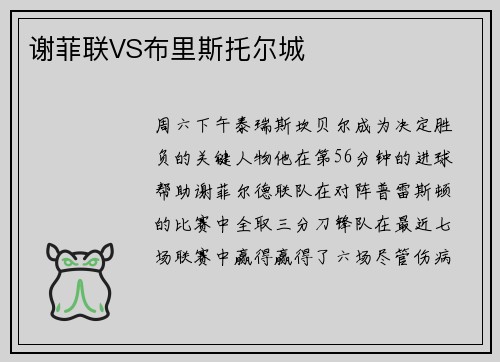 谢菲联VS布里斯托尔城